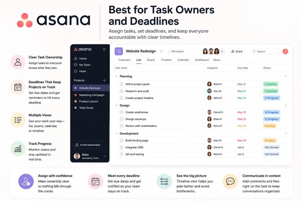Asana — Best for Task Owners and Deadlines