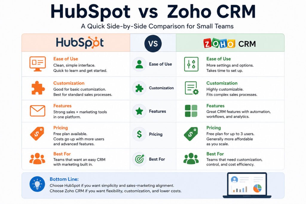 HubSpot vs Zoho CRM: Features, Pricing, and Best Use Cases Compared