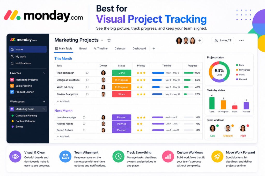 monday.com — Best for Visual Project Tracking